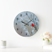 Rode kardinaal in de Natuur van de winter: Kerstmi Grote Klok (Huis)