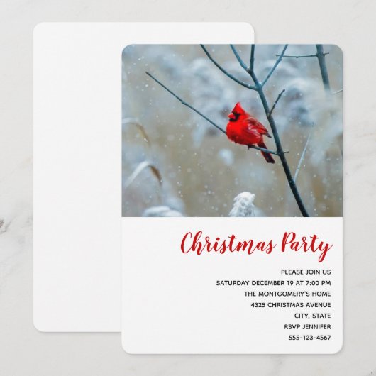 Rode kardinaal in de Natuur van de winter: Kerstmi Kaart (Voorkant / Achterkant)
