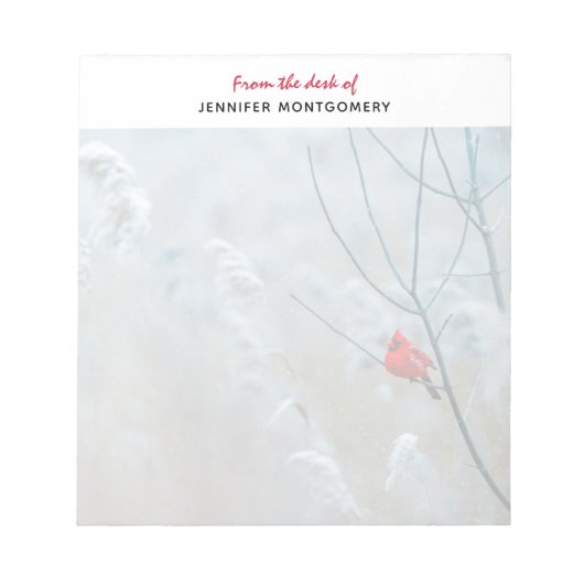 Rode kardinaal in de Natuur van de winter: Kerstmi Notitieblok (Voorkant)