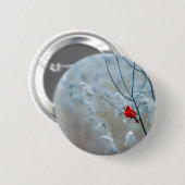 Rode kardinaal in de Natuur van de winter: Kerstmi Ronde Button 5,7 Cm (Voorkant /achterkant)