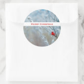Rode kardinaal in de Natuur van de winter: Kerstmi Ronde Sticker (Tas)