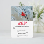 Rode kardinaal in de Natuur van de winter: Kerstmi RSVP Kaartje (Staand voorkant)