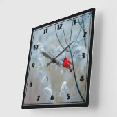 Rode kardinaal in de Natuur van de winter Vierkante Klok (Hoek)