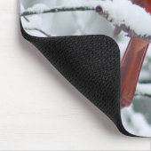 Rode kardinaal in de sneeuwpop muismat (Hoek)