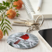 Rode kardinaal in de sneeuwSleutelhanger Sleutelhanger (Zijkant)