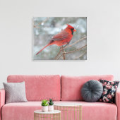 Rode kardinaal in de winter canvas afdruk (Insitu (Woonkamer))