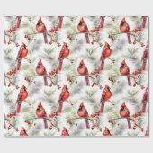Rode Kardinaal in de Winter, Kerstmis Cadeaupapier (Vlak)