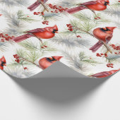 Rode Kardinaal in de Winter, Kerstmis Cadeaupapier (Hoek)