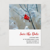 Rode Kardinaal in de Winter Kerstmis Save the Date Uitnodiging Briefkaart (Voorkant)