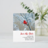 Rode Kardinaal in de Winter Kerstmis Save the Date Uitnodiging Briefkaart (Staand voorkant)