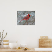 Rode kardinaal in de winter poster (Keuken)