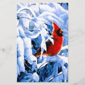 Rode kardinaal in de wintersneeuw briefpapier (Voorkant)