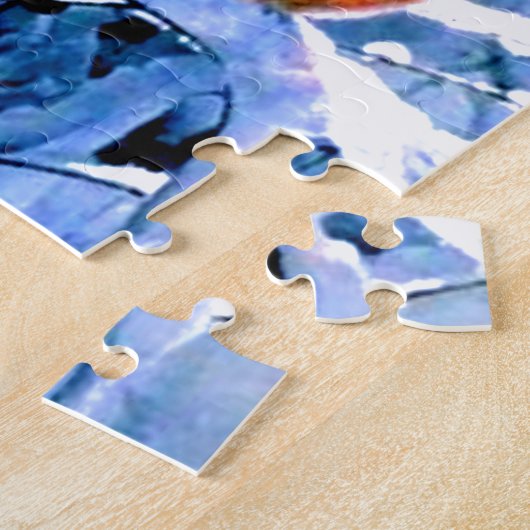 Rode kardinaal in de wintersneeuw legpuzzel (Zijkant)