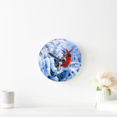 Rode kardinaal in de wintersneeuw ronde klok (Huis)