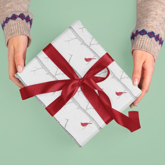 Rode kardinaal in de wintervogelboom cadeaupapier