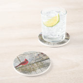 Rode kardinaal in het Onderzetter Stadszandsteen (Zijkant)