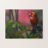 Rode kardinaal in profiel Fotografisch vogel Legpuzzel (Horizontaal)