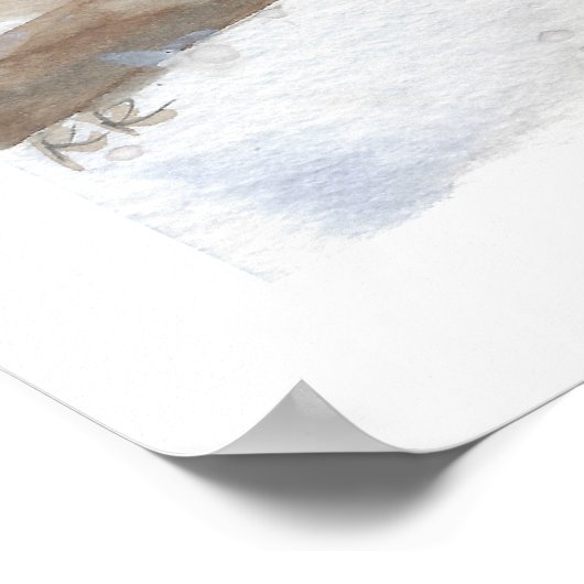 Rode kardinaal in sneeuw poster (Hoek)