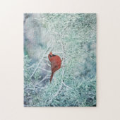 Rode kardinaal in sneeuwbomen Kunst Puzzle Legpuzzel (Verticaal)
