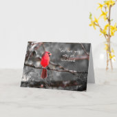 Rode kardinaal in zwart-wit Foto Kaart (Gele Bloem)