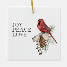 Rode kardinaal, JOY PEACE LOVE Editable Kerstmis