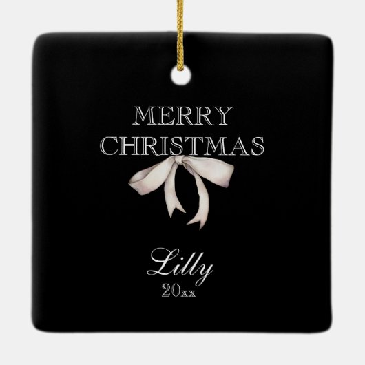 Rode kardinaal, JOY PEACE LOVE Editable Kerstmis Keramisch Ornament (Achterkant)