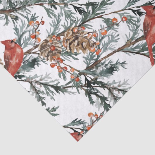 Rode kardinaal Juniper Branches snijpapier Tissuepapier (Detail)