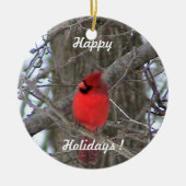 Rode kardinaal keramisch ornament (Voorkant)