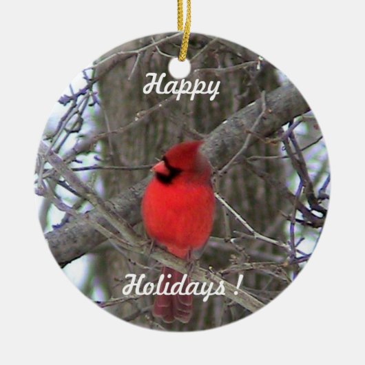 Rode kardinaal keramisch ornament (Voorkant)