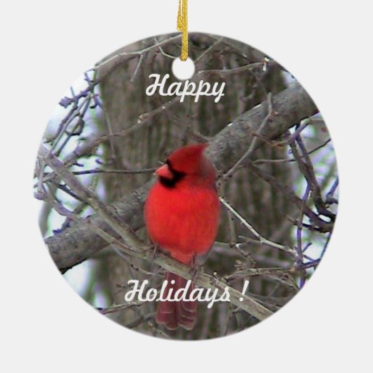 Rode kardinaal keramisch ornament (Achterkant)