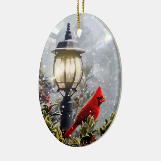 Rode kardinaal keramisch ornament (Links)