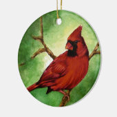 Rode kardinaal keramisch ornament (Links)