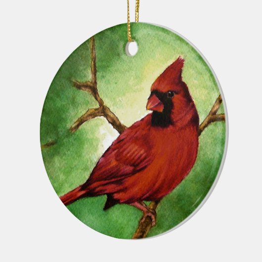 Rode kardinaal keramisch ornament (Links)