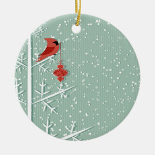 Rode kardinaal keramisch ornament