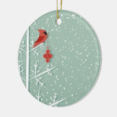 Rode kardinaal keramisch ornament (Links)