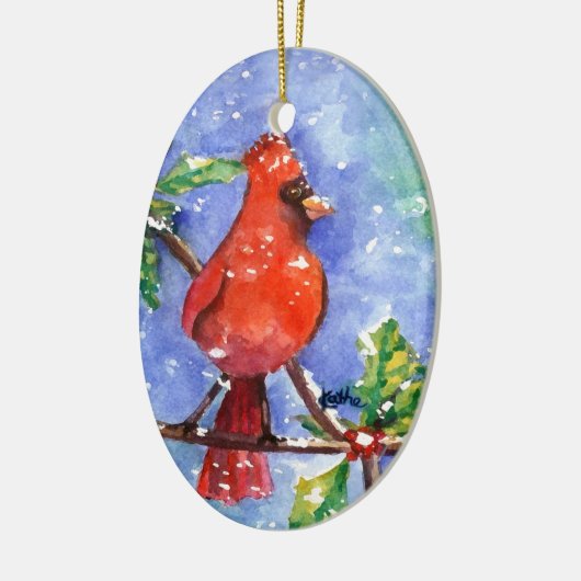 Rode kardinaal keramisch ornament (Links)