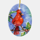 Rode kardinaal keramisch ornament (Voorkant)