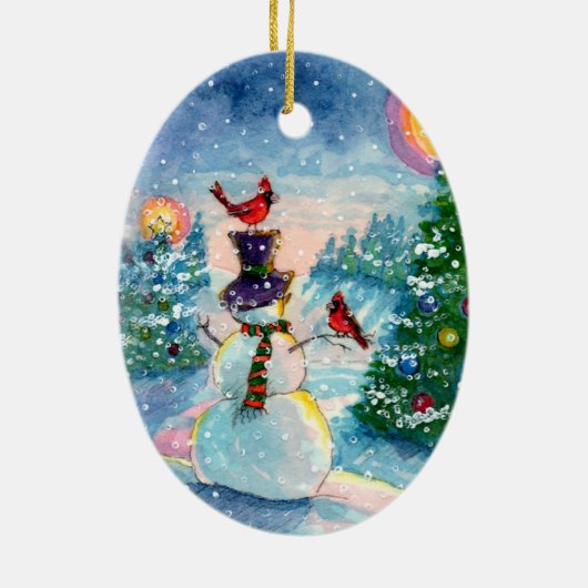 Rode kardinaal keramisch ornament (Achterkant)