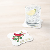 Rode Kardinaal Kerst Holly Berries Papier Onderzet Kartonnen Onderzetters (Insitu)