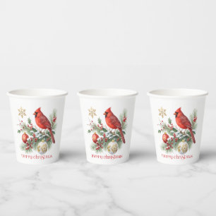 Rode Kardinaal Kerst Hulst Boeket Papieren Bekers
