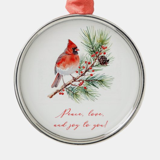 Rode Kardinaal Kerst Ornament (Voorkant)