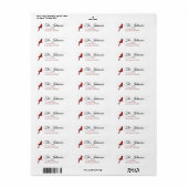 Rode Kardinaal Kerst Retouradreslabels Etiket (Full Sheet)