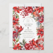 Rode Kardinaal Kerstbruiloft Kaart (Voorkant)