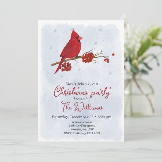 Rode kardinaal kerstfeest kaart (Staand voorkant)