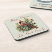 Rode Kardinaal Kerstmis Hard plastiek onderzetter (Linkerzijde)