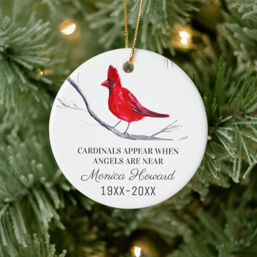 Rode Kardinaal Kerstmis Tribute Herdenking Vogel Keramisch Ornament (Boom)