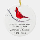 Rode Kardinaal Kerstmis Tribute Herdenking Vogel Keramisch Ornament (Voorkant)