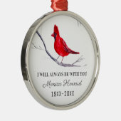 Rode Kardinaal Kerstmis Tribute Herdenking Vogel Metalen Ornament (Rechts)