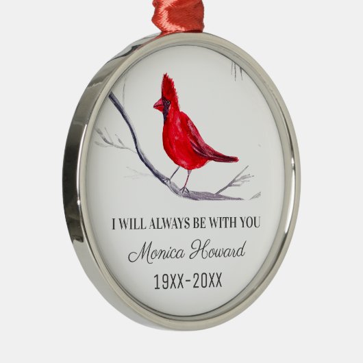 Rode Kardinaal Kerstmis Tribute Herdenking Vogel Metalen Ornament (Rechts)