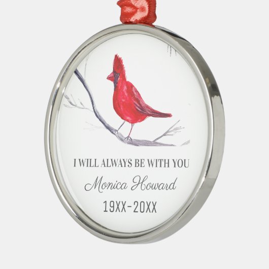 Rode Kardinaal Kerstmis Tribute Herdenking Vogel Metalen Ornament (Links)